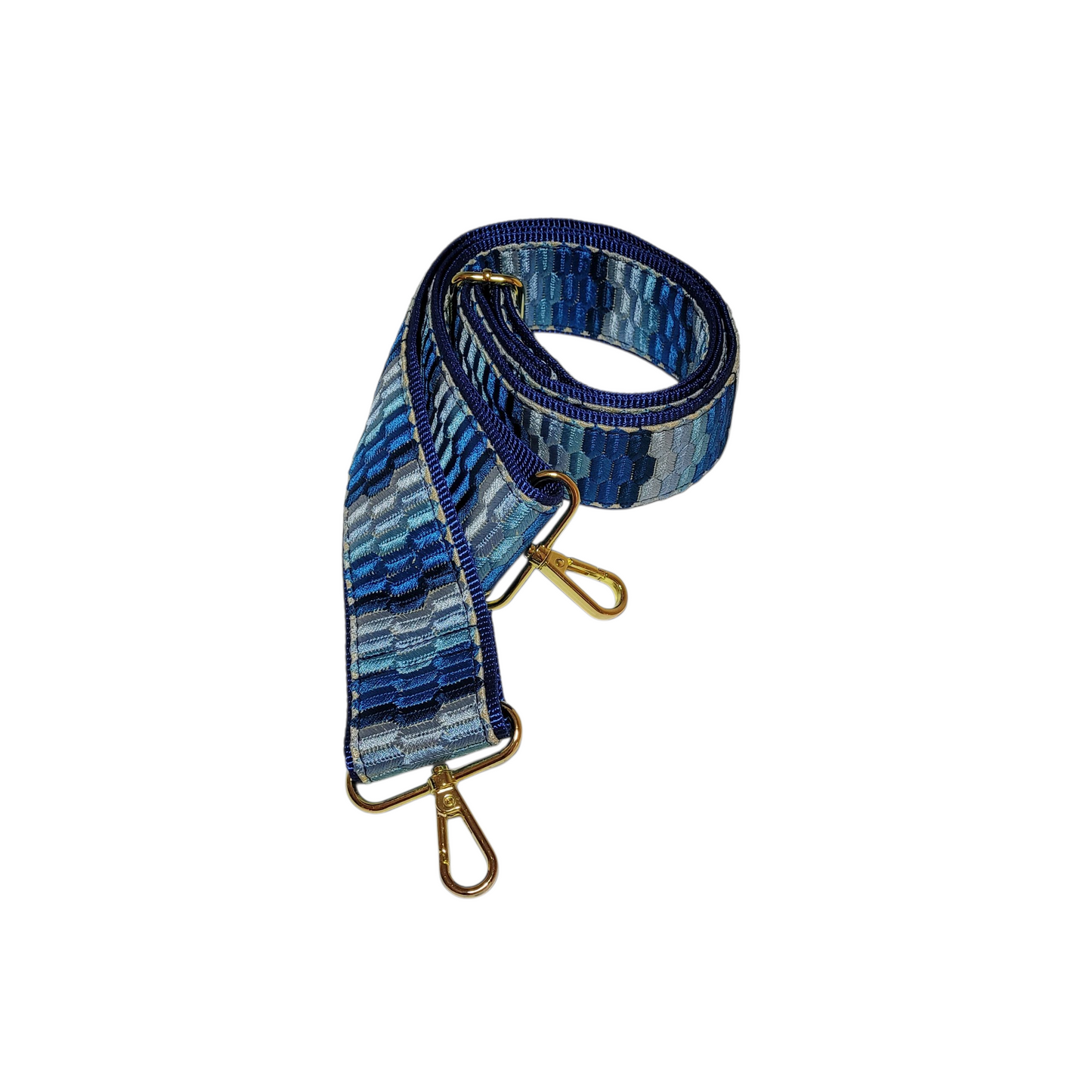 Ribbon Crossbody Strap - Blue Geometric