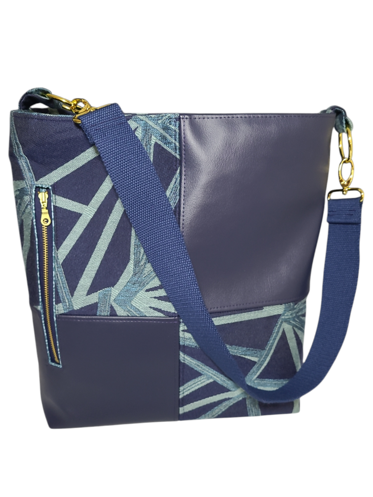 Bella Patchwork Bag - Navy/Teal