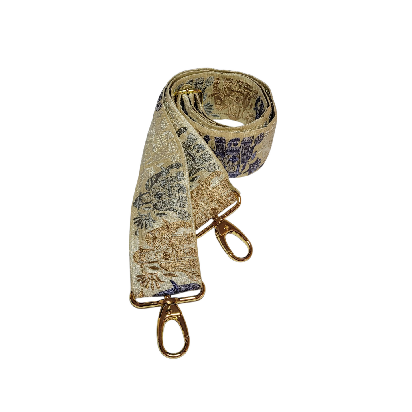 Ribbon Crossbody Strap - Neutral Elephants