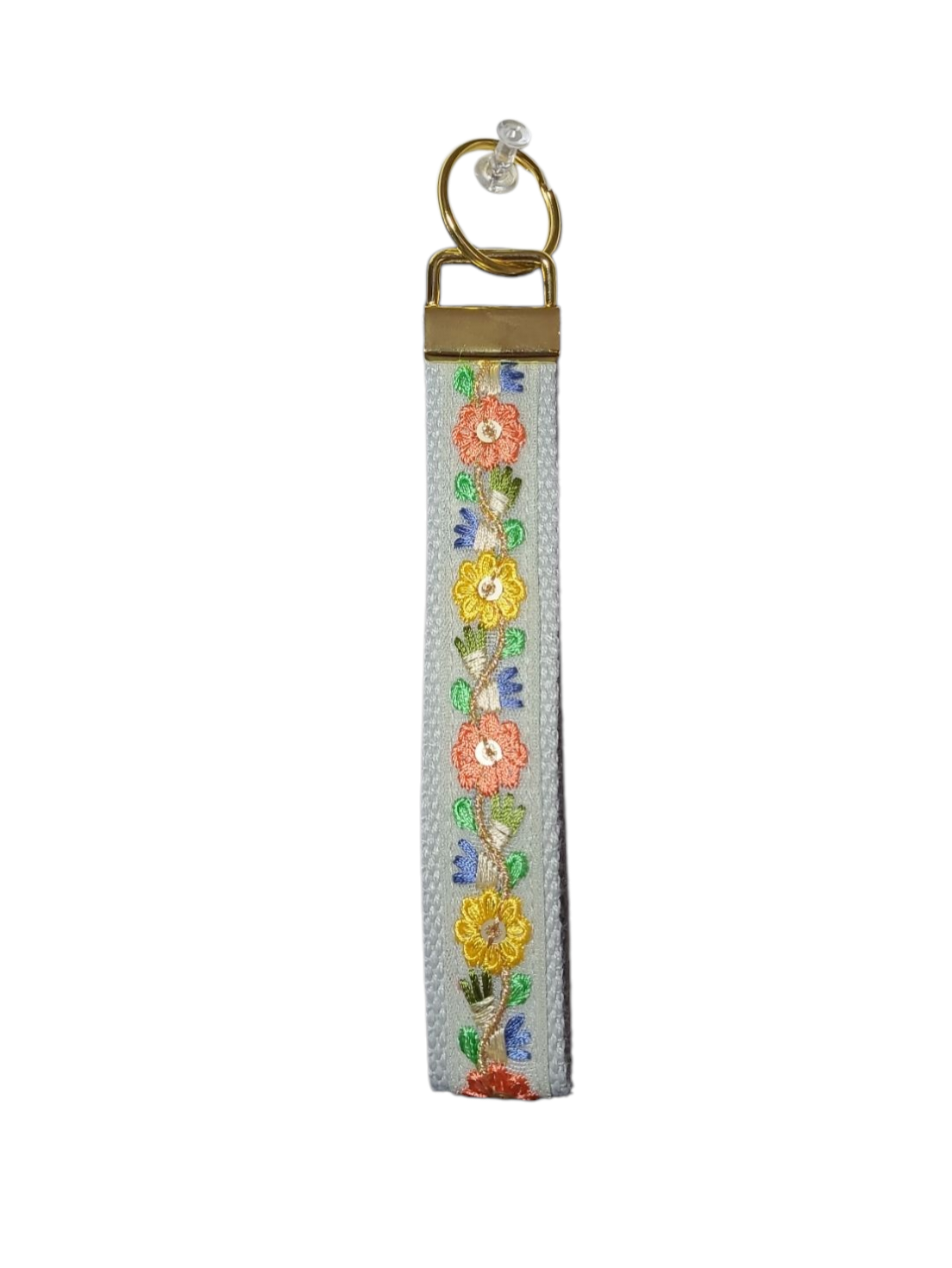 Key Fob - Floral Light Gray