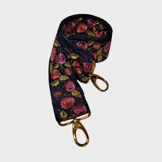 Ribbon Crossbody Strap - Navy Floral