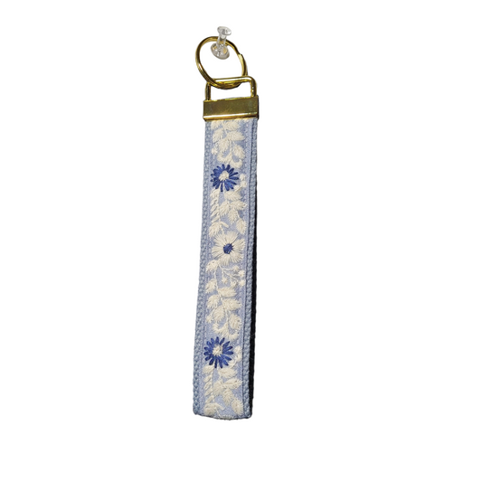 Key Fob - Blue/White Floral