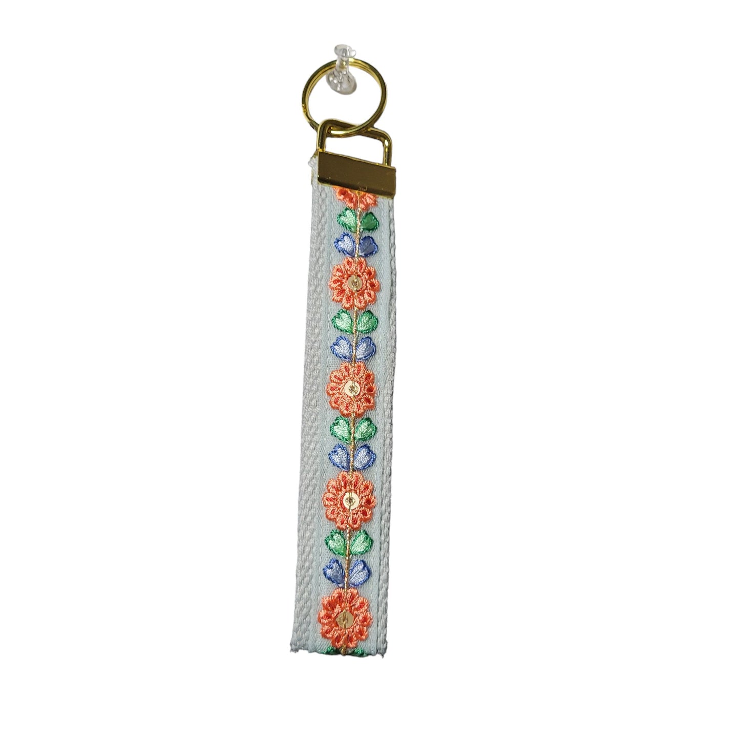 Key Fob - Blue/Orange Floral