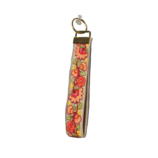 Key Fob - Orange Floral